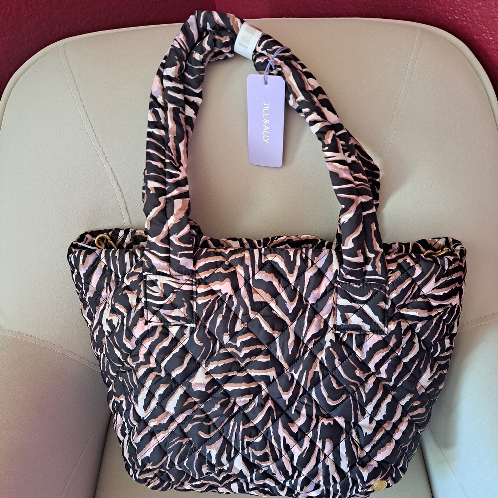 Jill & Ally Quilted Zebra Print Tote Bag